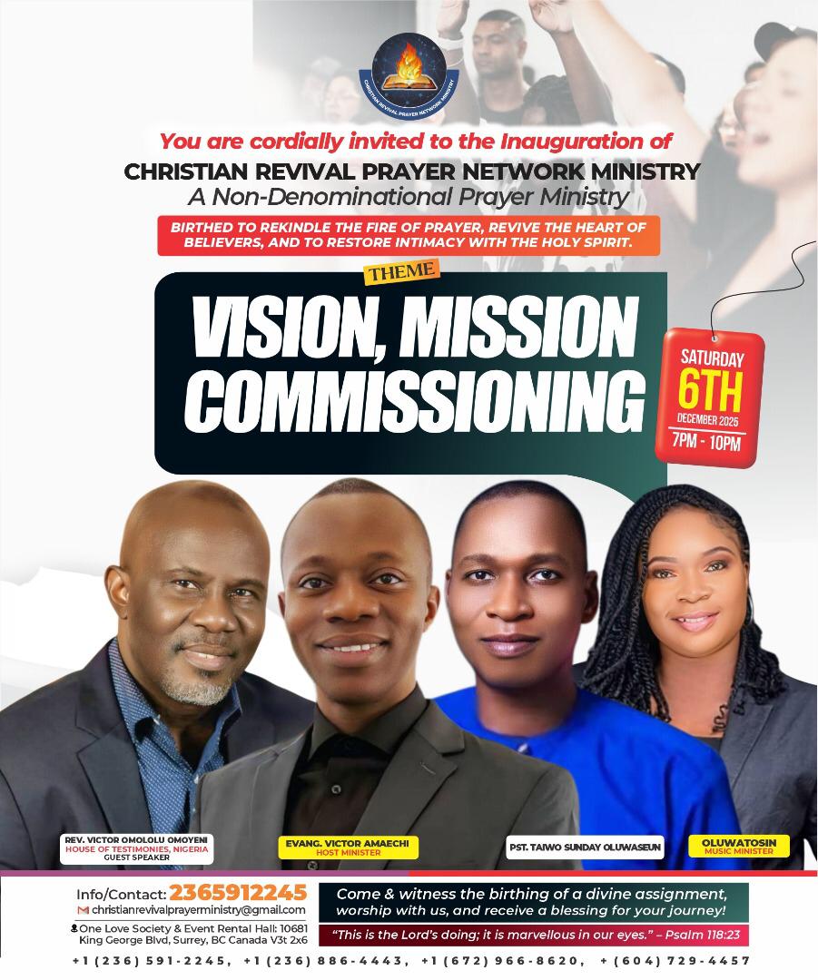 Inauguration of CRPN Ministry – Theme: Vision, Mission, Commissioning